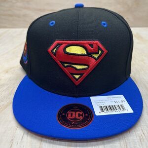NEW sz 7 1/4 Superman DC Lids Premium Exclusive Hat Cap Fitted Black